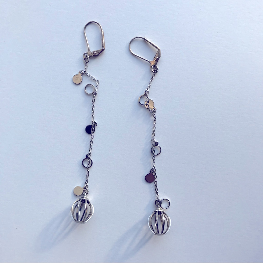 Silver Dangling Birdcage Earrings Preowned